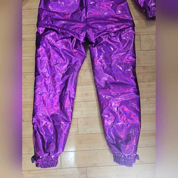Dolls Kill Club Exx Aurora Beam Holographic Snowsuit Purple Pink - Picture 6 of 14
